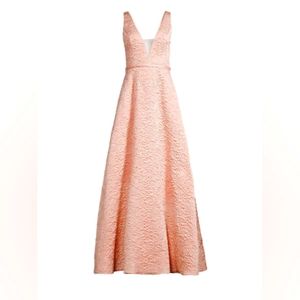 BASIX Black Label Foil Plunging V-Neck A-Line Gown